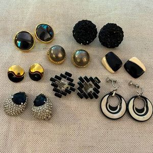 Vintage gold and black clip-on earring bundle